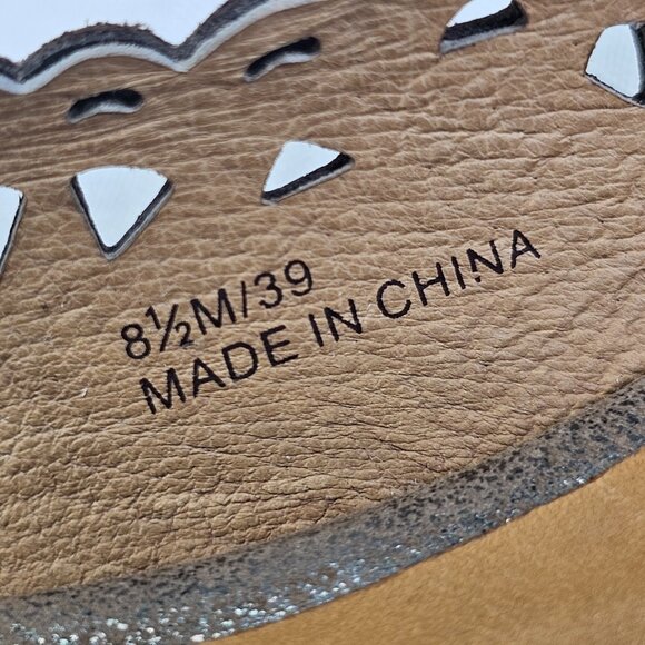 Cc Corso Como Bloue Perforated Eyelet Genuine Leather Ballet Flats 8.5M Metallic - Picture 12 of 12